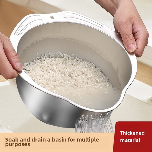 Rice Washing Strainer Bowl(Stainless Steel)