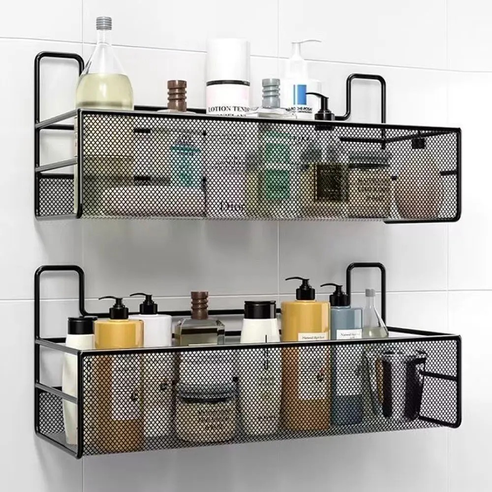 Metal Bathroom Wall Mounted Storage Rack – Shower Caddy Organizer Shelf