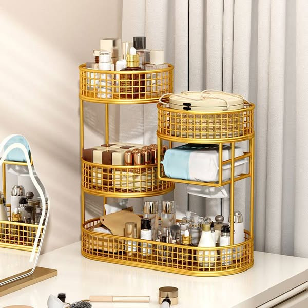 Varnished Metal Cosmetic Organizer And Fruit Rack