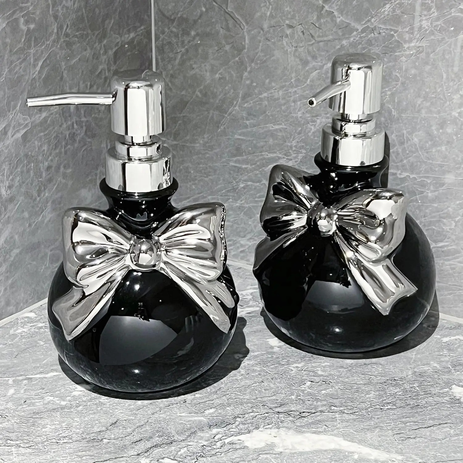 Refillable Bow Soap Dispenser Shampoo Conditioner Separate Bottles Liquid