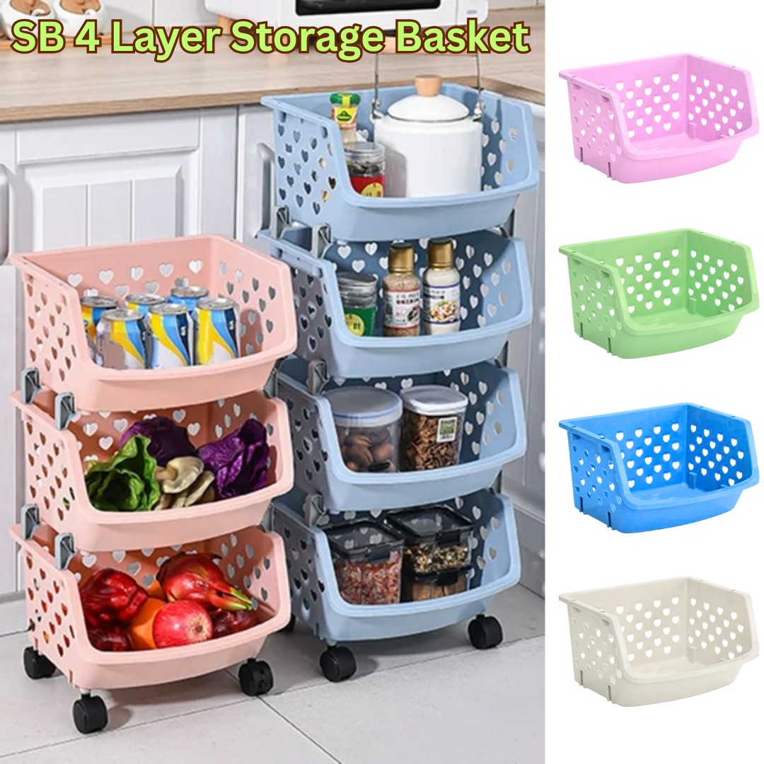 4 Layer Multifunctional High Capacity Storage Basket