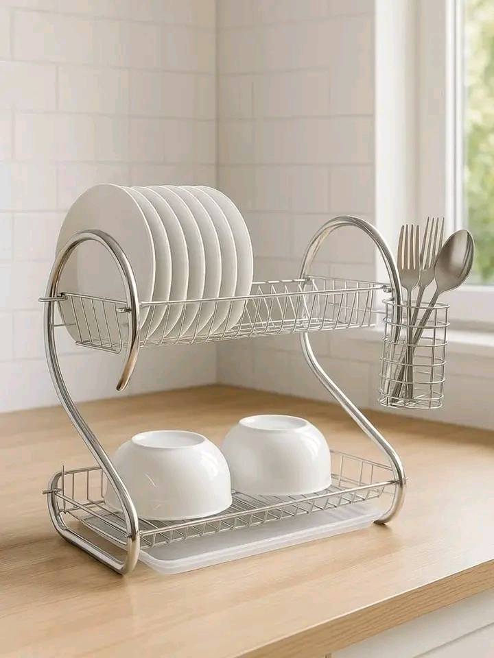2 Layer Dish Drainer Kitchen Rack