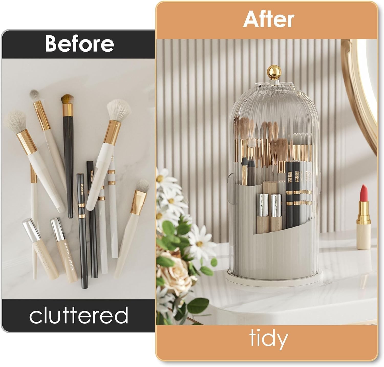 360° Rotating Luxury Makeup Brushes Holder