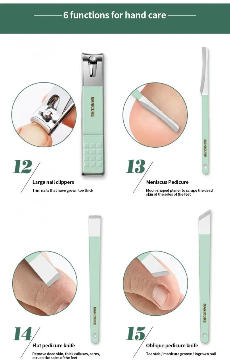 16Pcs Nail Clipper Set Nail Cutter