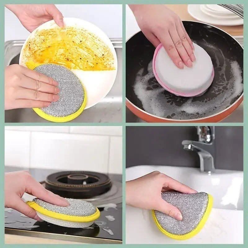 Kitchen Double-Sided Dishwashing Sponge ( 10 Pcs )