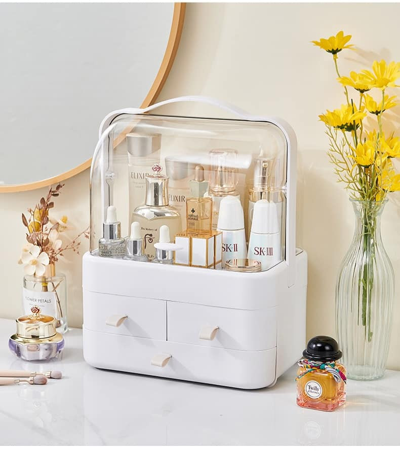 Large Capacity Dust Proof Transparent Lid Drawer Makeup Storage Box